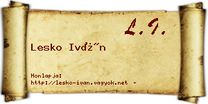 Lesko Iván névjegykártya